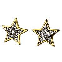 Gold plated button earrings,