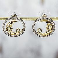 Gold plated sterling silver button earrings,