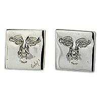 Sterling silver button earrings,