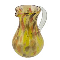 Blown glass pitcher Amber Fantasy Mexico