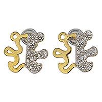 Gold plated button earrings,