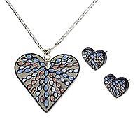Ceramic and sterling silver jewelry set,