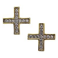 Gold plated button earrings,