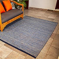 Wool area rug Blue Night 6.5x5 Mexico