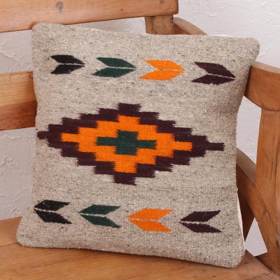 Zapotec wool cushion cover, Oaxaca Sun