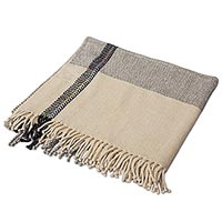 Cotton throw blanket Story in Grey and Black Mexico
