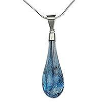 Dichroic art glass and sterling silver pendant necklace,