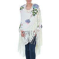 Long cotton applique shawl,