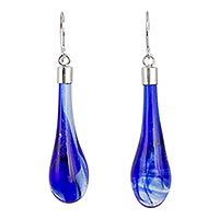 Dichroic art glass dangle earrings,