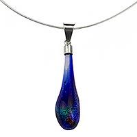 Dichroic art glass pendant necklace,