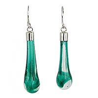 Dichroic art glass dangle earrings,