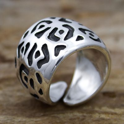 Sterling silver wrap ring, Jaguar Path