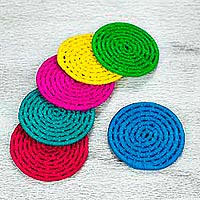 Natural fiber coasters Party Rainbow set of 6 Mexico