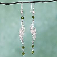Agate filigree dangle earrings,