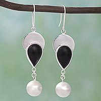 Obsidian dangle earrings,
