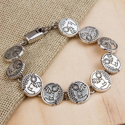 Sterling silver link bracelet, Aztec Snakes