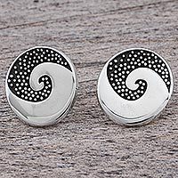 Sterling silver button earrings,
