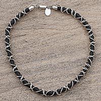 Sterling silver and rubber cord necklace