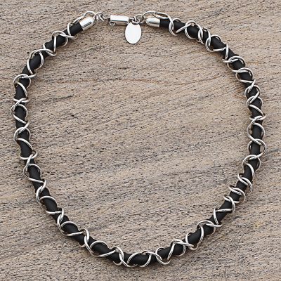 Sterling silver and rubber cord necklace Mexican Creeper