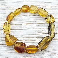 Amber beaded stretch bracelet,