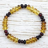 Amber beaded stretch bracelet,
