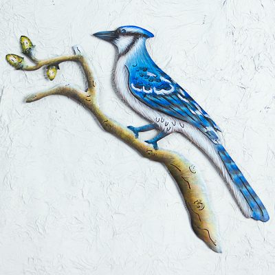 Steel wall art, Happy Blue Jay