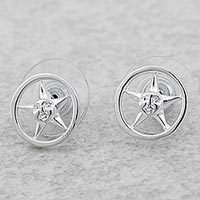 Rhodium plated sterling silver stud earrings,