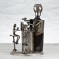 Upcycled auto parts bottle holder Bartender Mexico