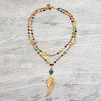 Gold plated agate pendant necklace,