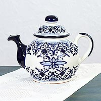 Ceramic teapot Village Flower Mexico