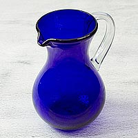 Blown glass pitcher Ever Blue Mexico