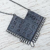 Sterling silver and agate statement necklace,