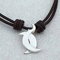 Sterling silver pendant necklace, 'Gemini Moon' - Taxco Sterling Silver Gemini Pendant Necklace from Mexico