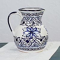 Ceramic pitcher Village Flower Mexico