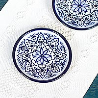Ceramic dessert plates Village Flower pair Mexico