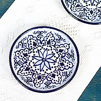 Ceramic salad plates Village Flower pair Mexico