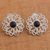 Sterling silver drop earrings, 'Sparkling Dahlia' - Sterling Silver and Ceramic Drop Earrings from Mexico (image 2b) thumbail
