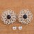 Sterling silver drop earrings, 'Sparkling Dahlia' - Sterling Silver and Ceramic Drop Earrings from Mexico (image 2c) thumbail
