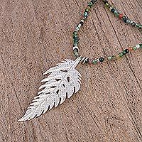 Agate long pendant necklace,