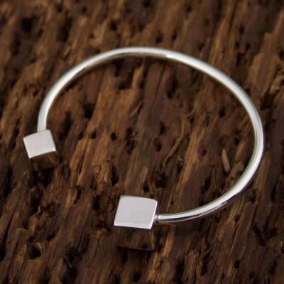 Sterling silver cuff bracelet, Taxco Cubes