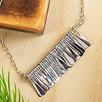 Sterling silver pendant necklace, 'Chime Garland' - Sterling Silver Pendant Necklace by Mexican Artisans