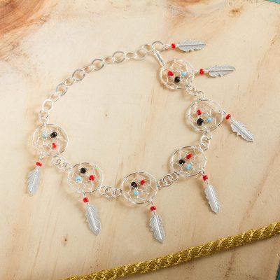 Beaded sterling silver charm bracelet, Colorful Dreams