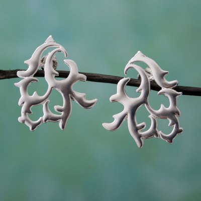 Sterling silver drop earrings, Twisting Branches