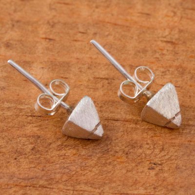 Sterling silver stud earrings, Teotihuacan