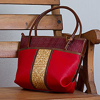 Palm accent leather shoulder bag Crimson Intersection Mexico