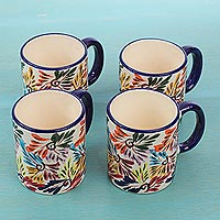 Ceramic mugs Dance of Colors set of 4 Mexico