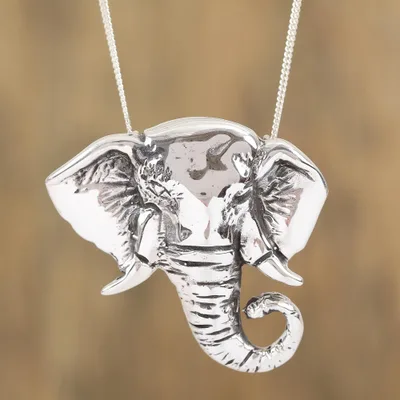 Sterling silver pendant necklace, Harmonious Elephant