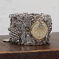 Gold accent cultured pearl wristband bracelet,