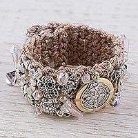 Gold accent Swarovski crystal wristband bracelet,