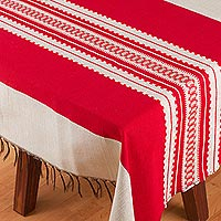 Cotton blend tablecloth Vibrant Love 5.5x5.5 Mexico